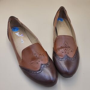 Natutalizer Tan And Brown Flats Size 7.5 Embellished Business Casual Earthtones